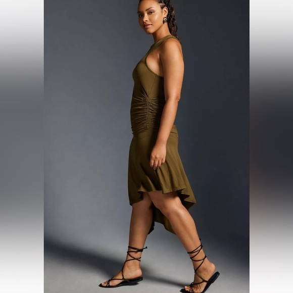 Daily Practice asymmetric tank top dress with ruched waist, color moss, sz S,NWT - Picture 4 of 14